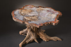 Remarkably bright and colorful petrified wood specimen with vibrant natural patterns, perfect for luxury home decor