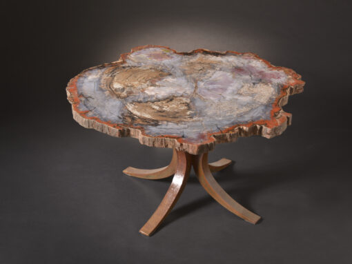 Remarkably bright and colorful petrified wood specimen with vibrant natural patterns, perfect for luxury home decor